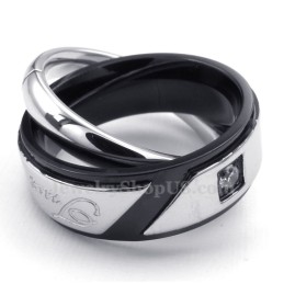 Collar De Titanio Con Colgante De Círculos Entrelazados Para Parejas (Cadena Gratis) (Un Par)