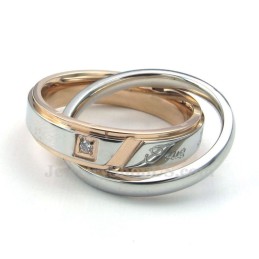 Collar De Titanio Con Colgante De Círculos Entrelazados Para Parejas (Cadena Gratis) (Un Par)