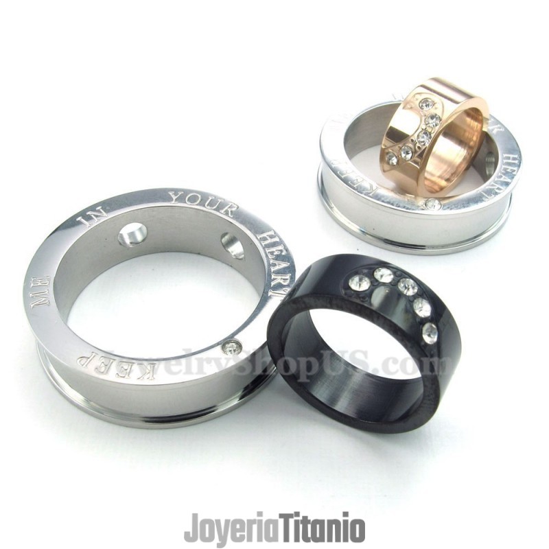 Collar De Titanio Con Colgante De Círculos Entrelazados Para Parejas (Cadena Gratis) (Un Par)