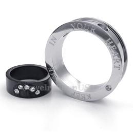 Collar De Titanio Con Colgante De Círculos Entrelazados Para Parejas (Cadena Gratis) (Un Par)