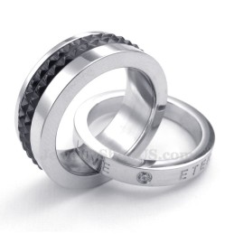 Collar Con Colgante De Círculos Entrelazados De Titanio (Cadena Gratis) (Un Par)