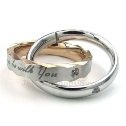 Collar Con Colgante De Pareja De Titanio De Dos Colores (Cadena Gratis) (Un Par)