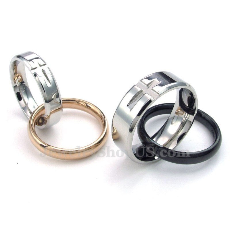 Collar De Titanio Con Colgante De Círculos Entrelazados Para Parejas (Cadena Gratis) (Un Par)