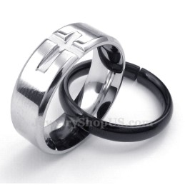 Collar De Titanio Con Colgante De Círculos Entrelazados Para Parejas (Cadena Gratis) (Un Par)