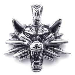 Collar Con Colgante De Lobo De Titanio (Cadena Gratis)