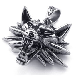 Collar Con Colgante De Lobo De Titanio (Cadena Gratis)