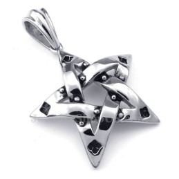 Collar Con Colgante De Estrella De Cinco Puntas Y Puntos De Titanio (Cadena Gratis)
