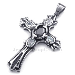 Collar Con Colgante De Cruz De Titanio Y Circonita (Cadena Gratis)