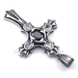 Collar Con Colgante De Cruz De Titanio Y Circonita (Cadena Gratis)