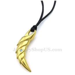 Collar Con Colgante De Garra De Titanio Dorado (Cadena Gratis)
