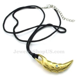 Collar Con Colgante De Garra De Titanio Dorado (Cadena Gratis)