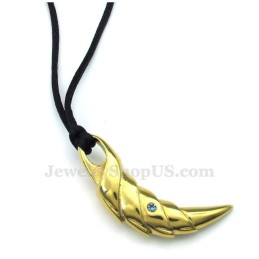 Collar Con Colgante De Garra De Titanio Dorado (Cadena Gratis)