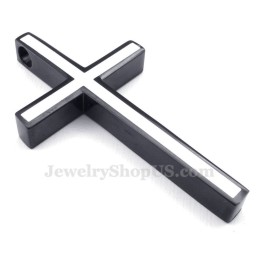 Collar Sencillo Con Colgante De Cruz De Titanio Blanco Y Negro (Cadena Gratis)