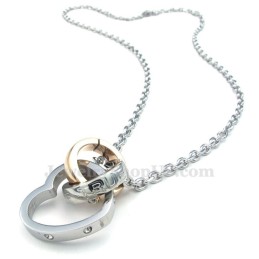 Collar De Titanio Con Colgante De Corazón Y Círculos Entrelazados (Cadena Gratis) (Un Par)