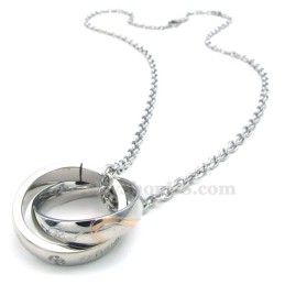 Collar Con Colgante De Círculos Entrelazados De Titanio Para Parejas (Cadena Gratis) (Un Par)