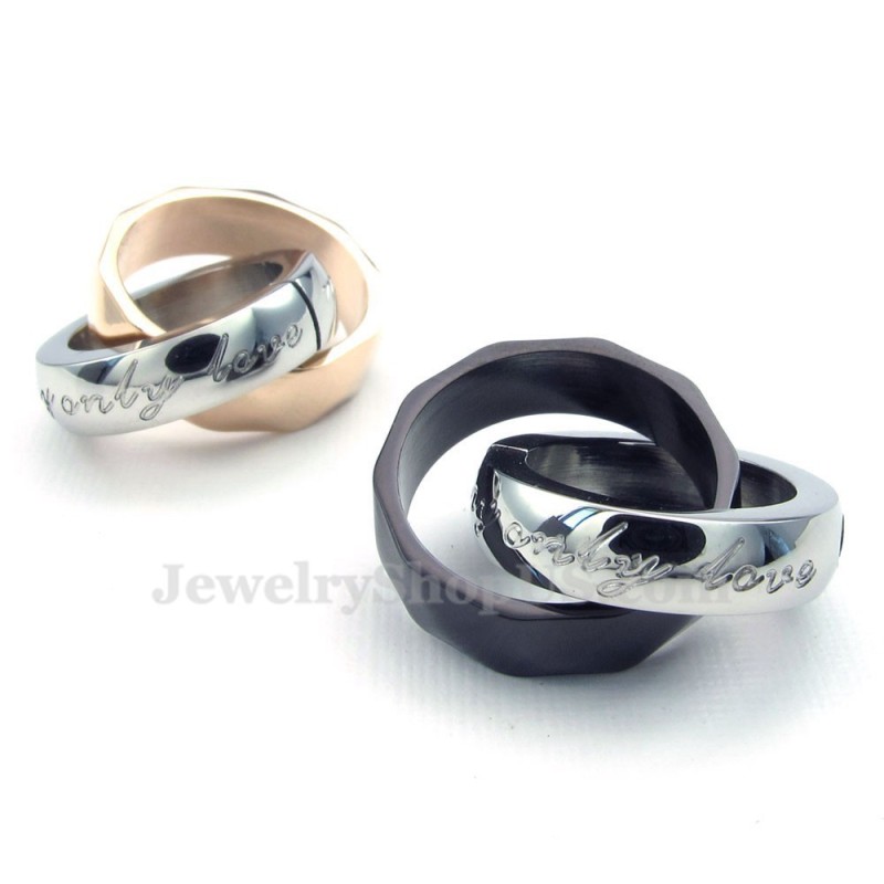 Collar De Titanio Con Colgante De Círculos Entrelazados Para Parejas (Cadena Gratis) (Un Par)