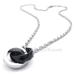 Collar De Titanio Con Colgante De Círculos Entrelazados Para Parejas (Cadena Gratis) (Un Par)