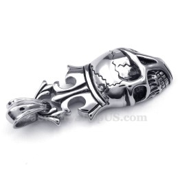 Collar Con Colgante De Calavera Y Corona Imperial De Titanio (Cadena Gratis)