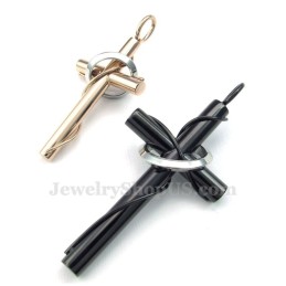 Collar Con Colgante De Pareja De Anillos Cruzados De Titanio (Cadena Gratis) (Un Par)