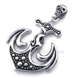 Collar Con Colgante De Ancla De Titanio Y Calavera (Cadena Gratis)
