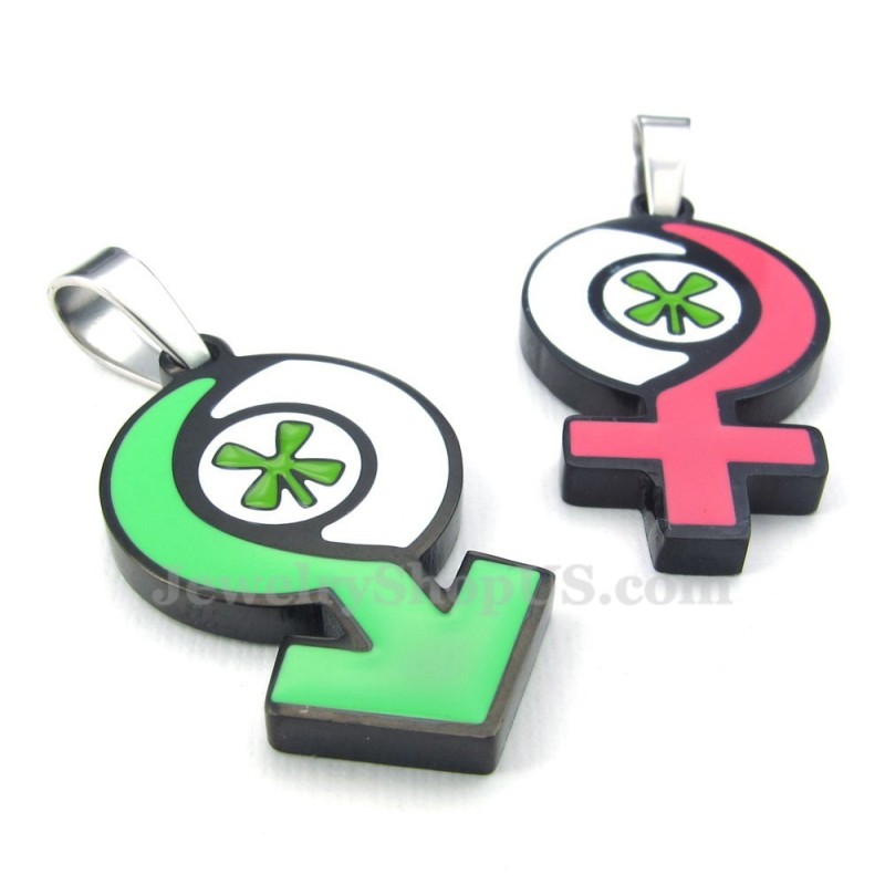 Collar Con Colgante De Símbolo De Titanio Para Niño Y Niña (Cadena Gratis) (Un Par) Collar Con Colgante De Símbolo De Titanio Para Niño Y Niña (Cadena Gratis) (Un Par)