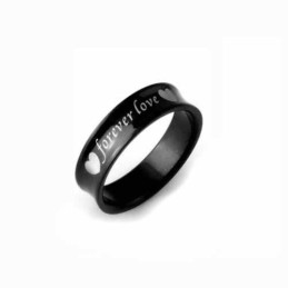 Anillo De Titanio Negro Forever Love Para Hombre De 6 Mm