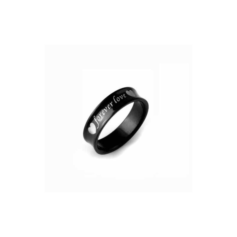 Anillo De Titanio Negro Forever Love Para Hombre De 6 Mm