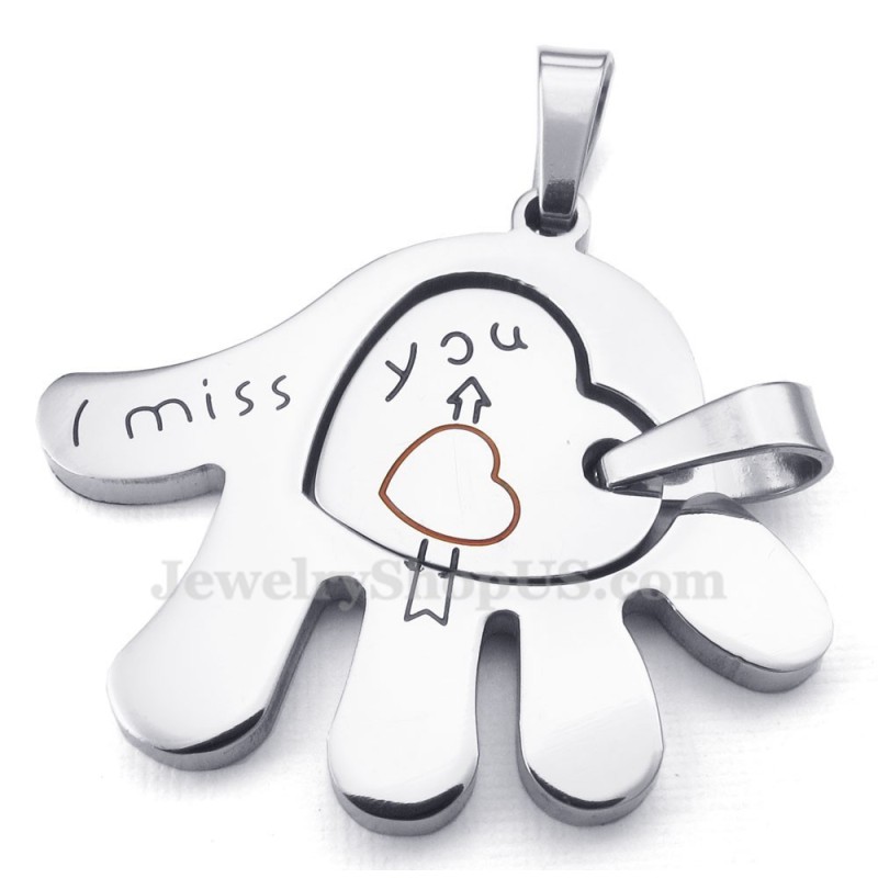 Collar Con Colgante De Mano De Titanio Para Parejas (Cadena Gratis) (Un Par)