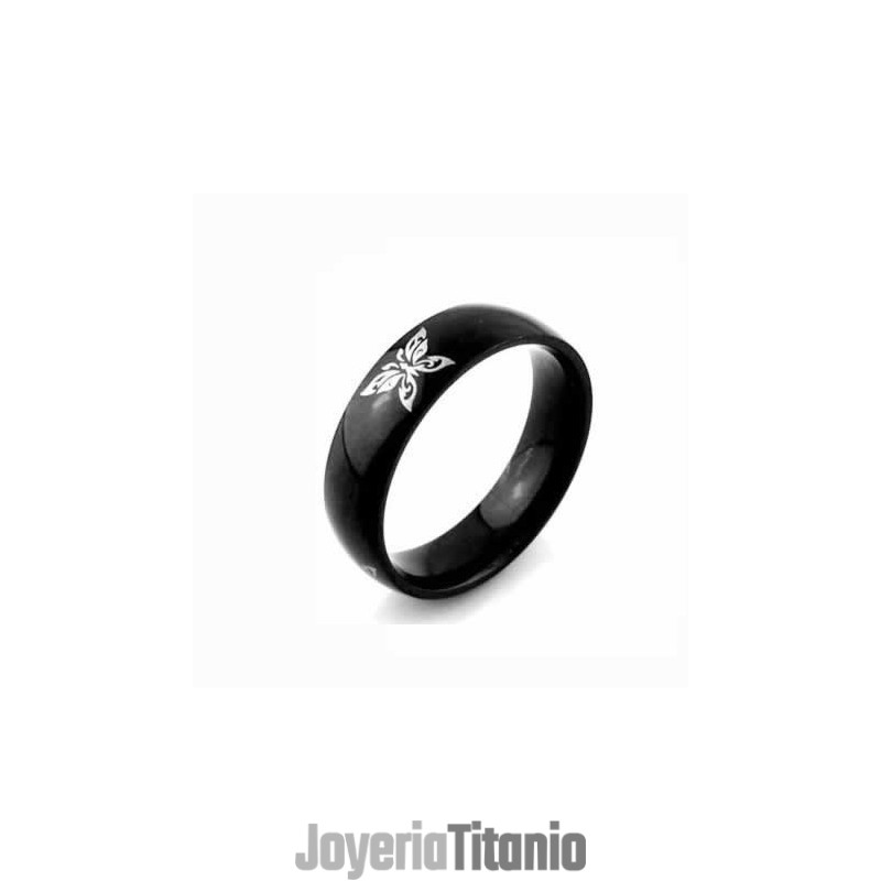 Anillo De Titanio Negro Butterfly Para Hombre De 6 Mm Anillo De Titanio Negro Butterfly Para Hombre De 6 Mm