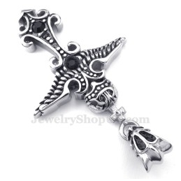 Collar Con Colgante De Titanio Y Circonita Negra (Cadena Gratis)