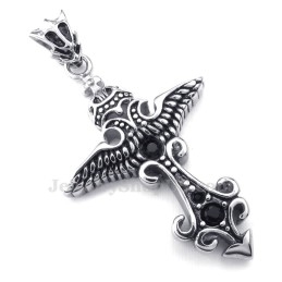 Collar Con Colgante De Titanio Y Circonita Negra (Cadena Gratis)