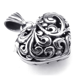 Collar Con Colgante De Corazón Hueco De Titanio (Cadena Gratis)