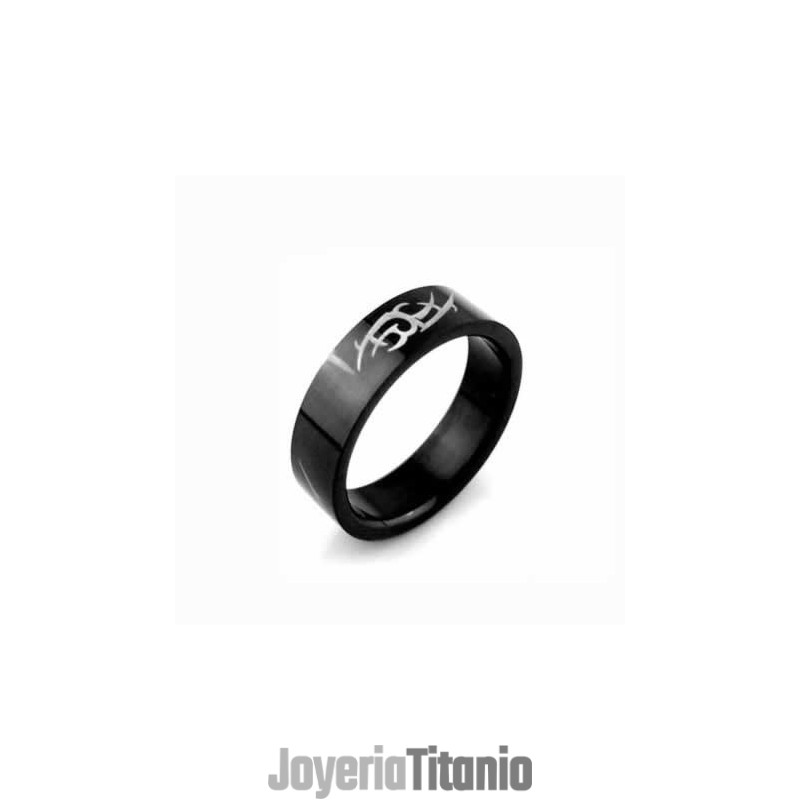 Anillo De Titanio Negro Eldritch Blast Para Hombre De 6 Mm