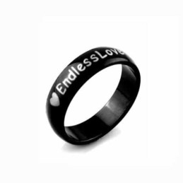 Anillo De Titanio Negro Para Hombre De 6 Mm Con El Símbolo De Amor Infinito