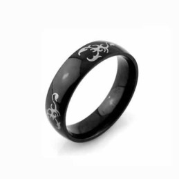 Anillo De Titanio Negro De 6 Mm Para Hombre De Scorpion King