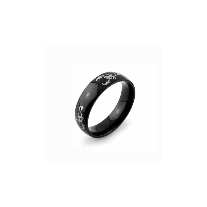 Anillo De Titanio Negro De 6 Mm Para Hombre De Scorpion King