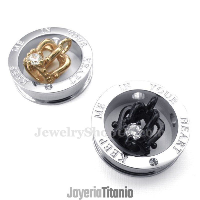 Collar De Titanio Con Colgante De Corona Imperial Para Parejas (Cadena Gratis) (Un Par)