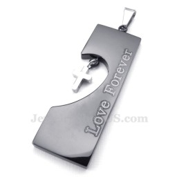 Collar Con Colgante De Pareja De Corazones De Titanio De Dos Colores (Cadena Gratis) (Un Par)