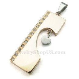 Collar Con Colgante De Pareja De Corazones De Titanio De Dos Colores (Cadena Gratis) (Un Par)