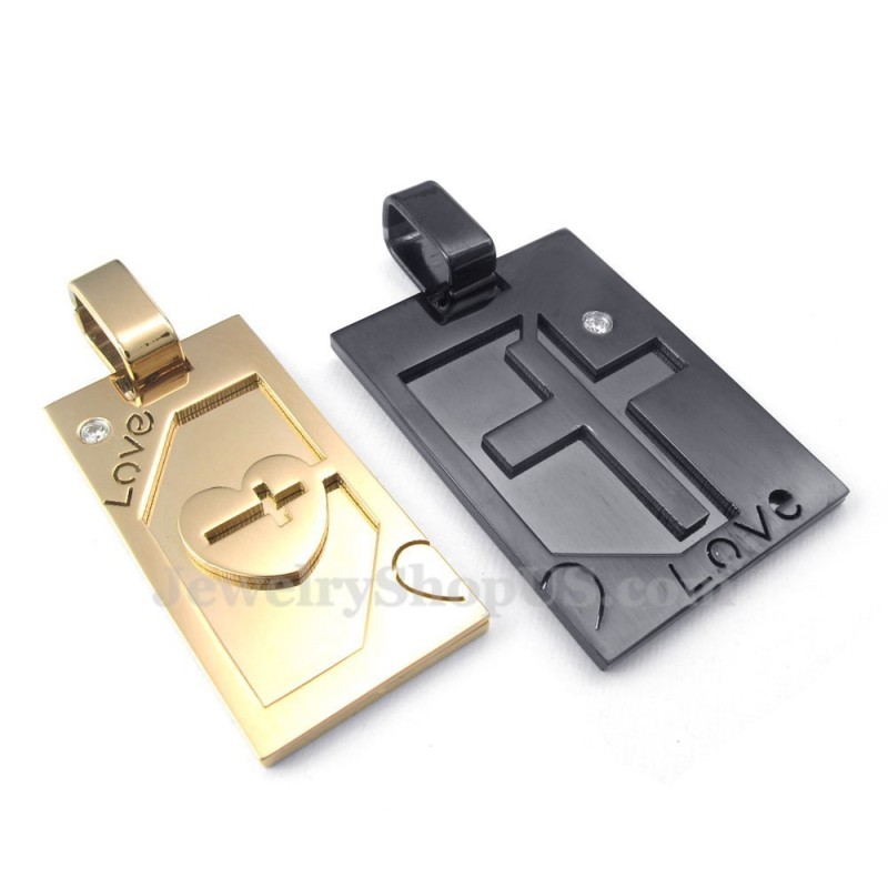 Collar Con Colgante De Cruz De Titanio Para Parejas (Cadena Gratis) (Un Par)