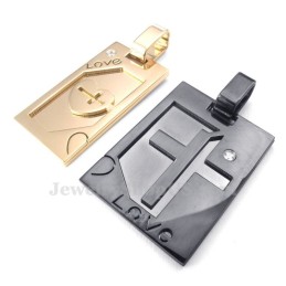 Collar Con Colgante De Cruz De Titanio Para Parejas (Cadena Gratis) (Un Par)