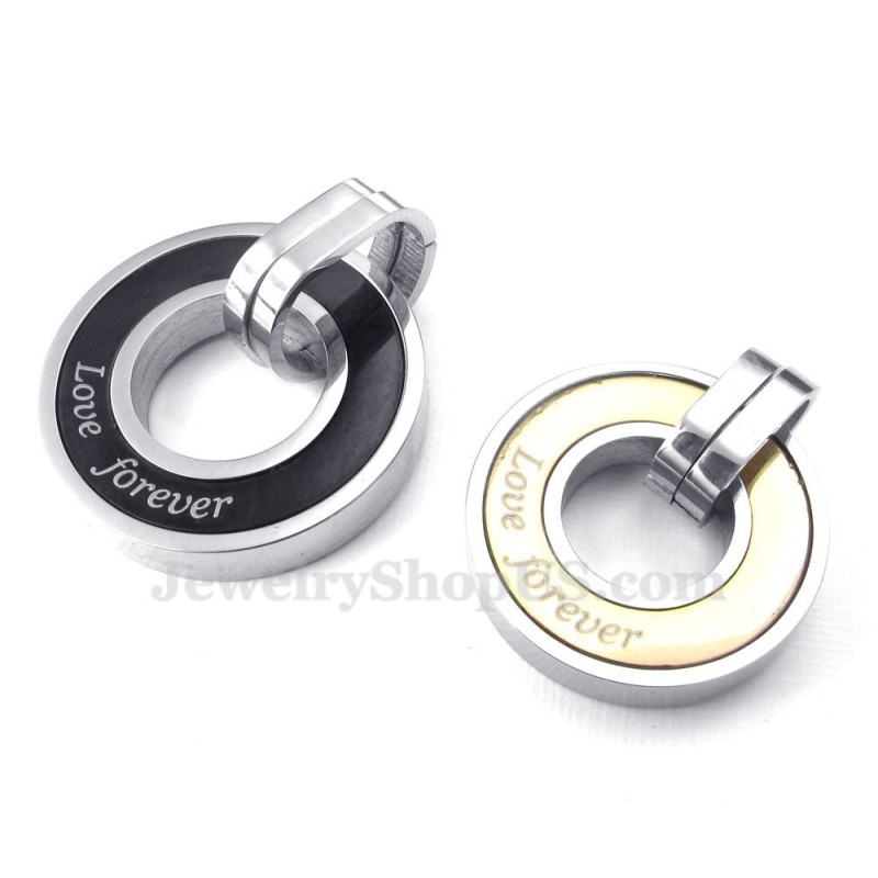 Collar Con Colgante De Círculos De Titanio Para Parejas (Cadena Gratis) (Un Par)