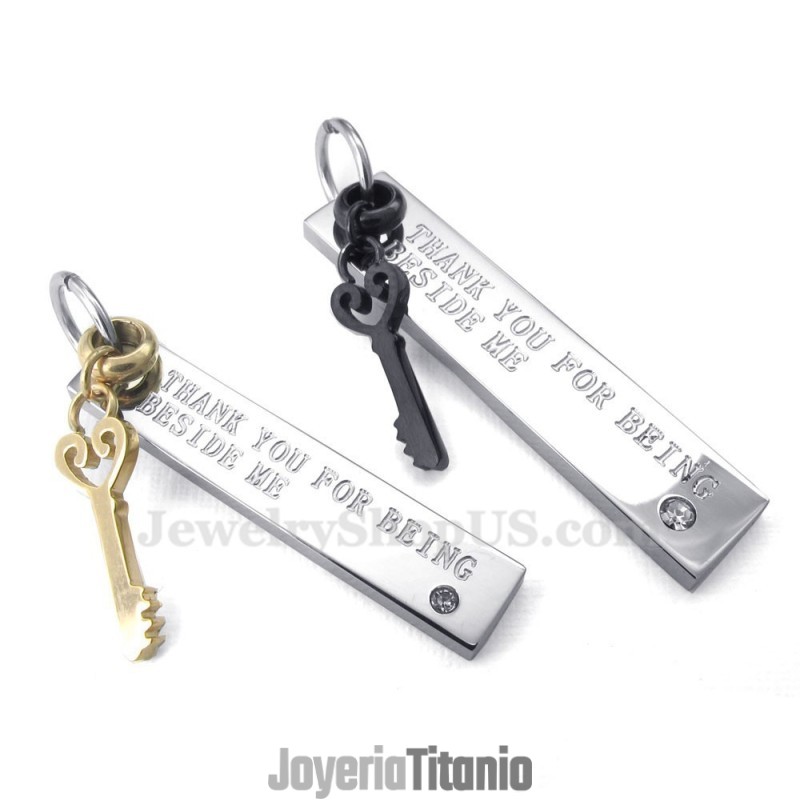 Collar Con Colgante De Llave De Titanio Para Parejas (Cadena Gratis) (Un Par)