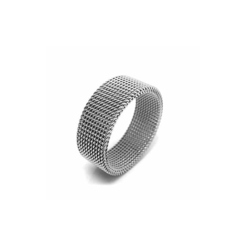 Anillo De Titanio Unisex De Malla De 8 Mm