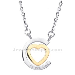 Collar De Titanio Con Colgante De Pareja De Estrellas Y Corazones (Cadena Gratis) (Un Par)