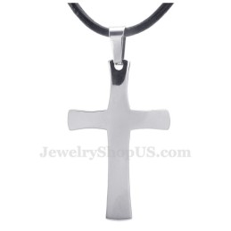 Collar Con Colgante De Cruz De Titanio Color Plata (Cadena Gratis)