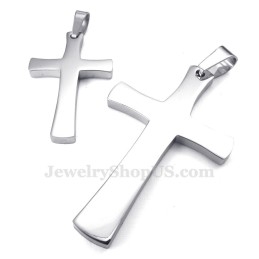 Collar Con Colgante De Cruz De Titanio Y Plata Para Parejas (Cadena Gratis) (Un Par)