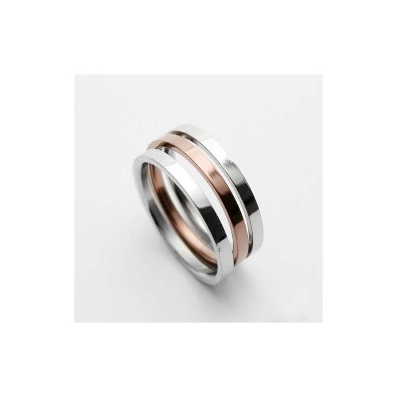 Anillo De Titanio Para Hombre De 6 Mm En Color Oro Y Plata