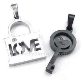 Collar Con Colgante De Llave De Titanio Negro Para Parejas (Cadena Gratis) (Un Par)
