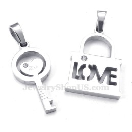 Collar Con Colgante De Llave De Titanio Y Plata Para Parejas (Cadena Gratis) (Un Par)